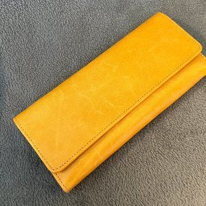 Hobo Leather Tri-Fold "Sadie" Wallet in Harvest Yellow